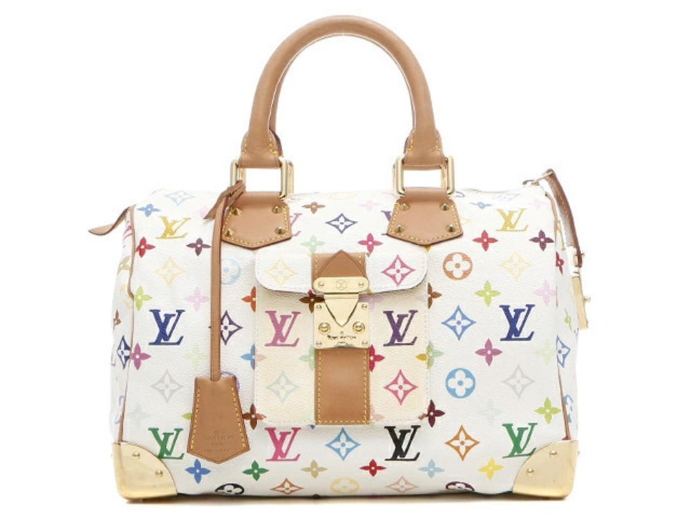 LOUIS VUITTON Speedy Handbag Multicolor Blanc White
